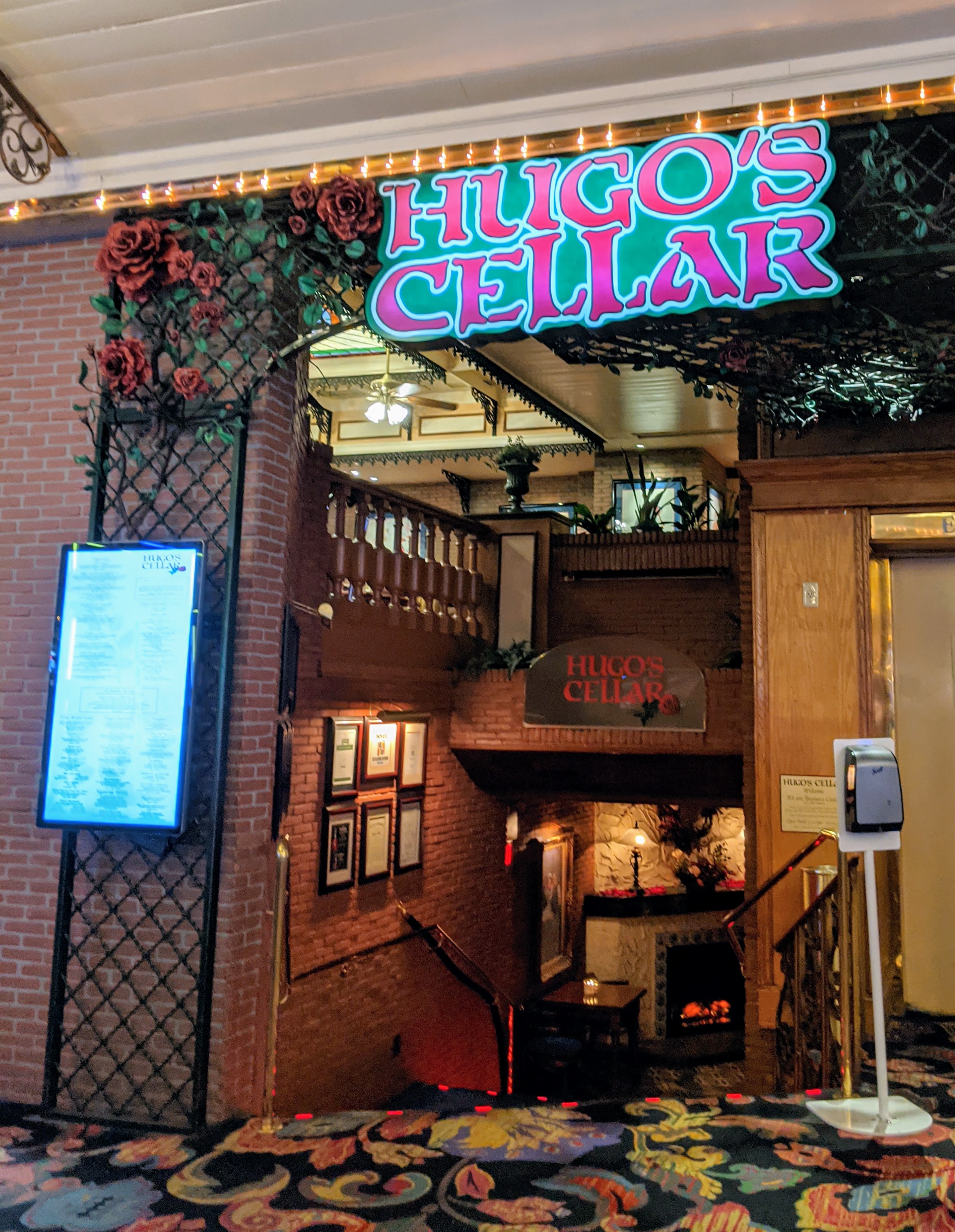 entrance to a vintage steakhouse restaurant