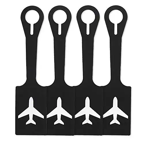 Silicone Luggage Tags Straps Bulk Personalized Oversize id Initial Label Set with Privacy Cover Suitcase Family Rubber Travel Accessories
