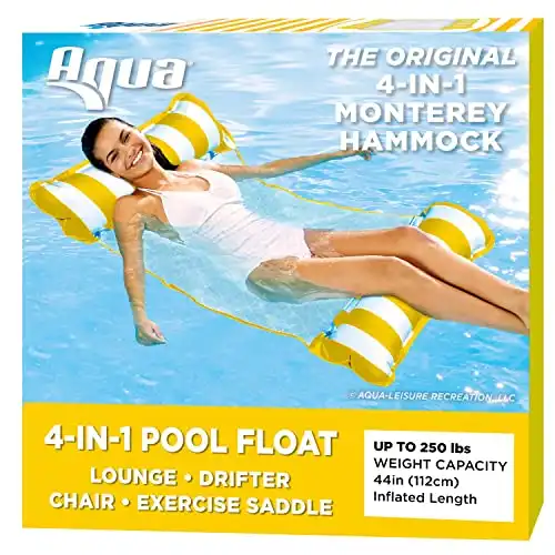 Aqua Original 4-in-1 Monterey Hammock Pool Float & Water Hammock – Multi-Purpose, Inflatable Pool Floats for Adults 