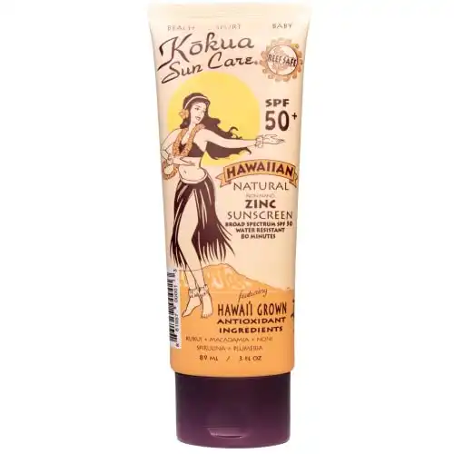 Kokua Sun Care SPF 50/80 Lotion Hawaiian Reef Safe Non Nano Zinc Oxide Sunscreen for Face & Body, Moisturizing Sun Protection Cream, Cruelty Free, Natural Vegan Formula