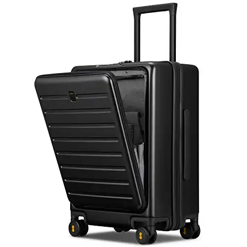 LEVEL8 Carry On Luggage with Buttery Smooth Wheels, 20 Inch Lightweight Hardside Rolling Suitcase with Front Pocket Compartment, Double TSA Locks