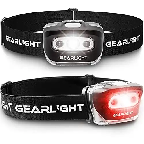 GearLight 2Pack LED Headlamp - Outdoor Camping Headlamps with Adjustable Headband - Leightweight Headlight with 7 Modes and Pivotable Head - Stocking Stuffer Gifts for Men