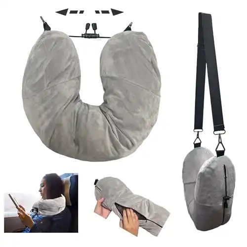 Stuffable Neck Pillow with Adjustable Neck Size | Fits 3+ Days of Travel Essentials | Transformable Carry-On Solution | Soft Velvet Cover | No Filler