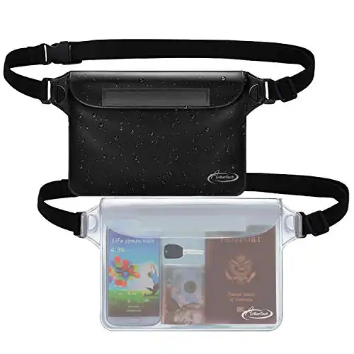 Waterproof Pouch with Waist Strap (2 Pack) | Beach Accessories Best Way to Keep Your Phone and Valuables Safe and Dry | Perfect for Boating Swimming Snorkeling Kayaking Beach Pool Water Park