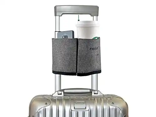 Luggage Travel Cup Holder Free Hand Drink Carrier &ndash; Hold Two Coffee Mugs &ndash; Fits Roll on Suitcase Handles &ndash; Gifts for Flight Attendants Travelers Accessories