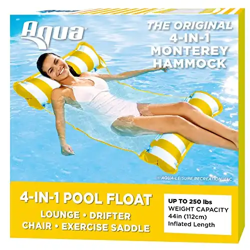 Aqua Original 4-in-1 Monterey Hammock&nbsp;Pool Float&nbsp;& Water&nbsp;Hammock&nbsp;&ndash; Multi-Purpose,&nbsp;Inflatable Pool Floats for Adults&nbsp;
